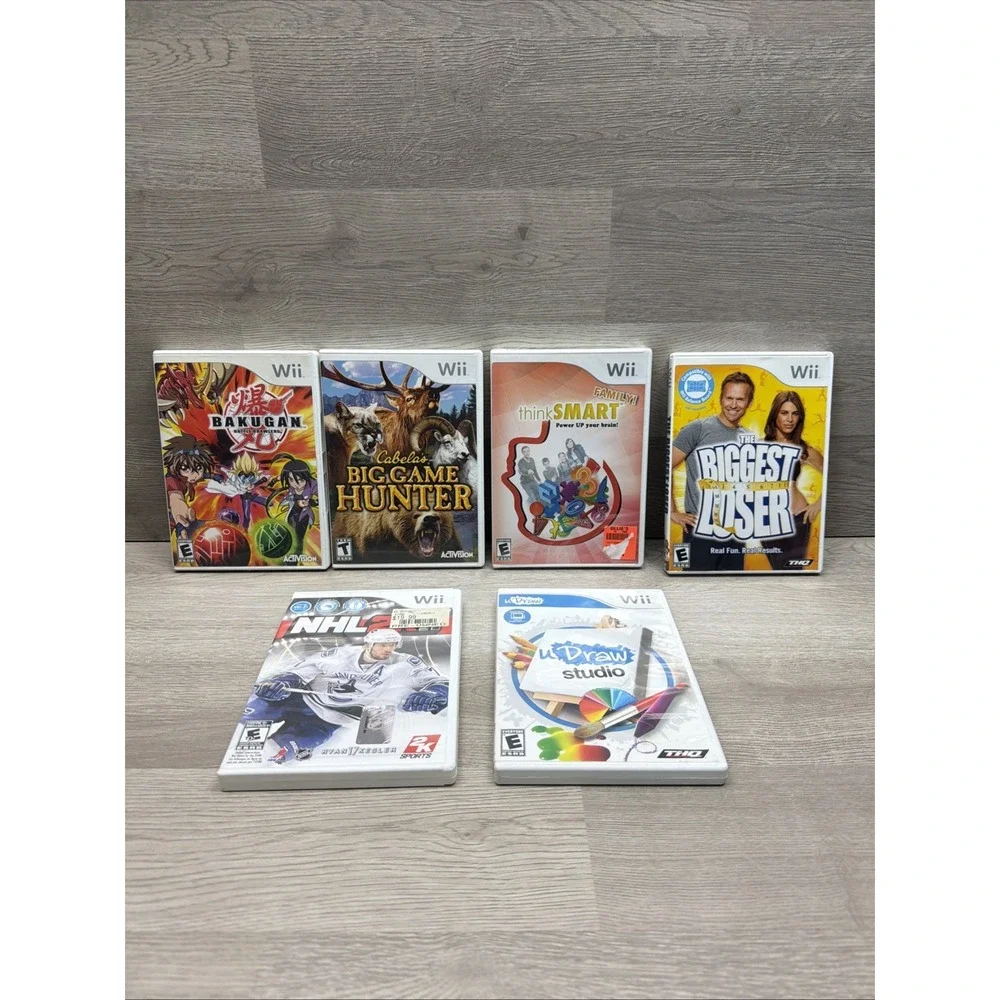 Nintendo Wii Game Lot Of 7. Bakugan, Cabela's Big Game, Think Smart, uDraw, NHL